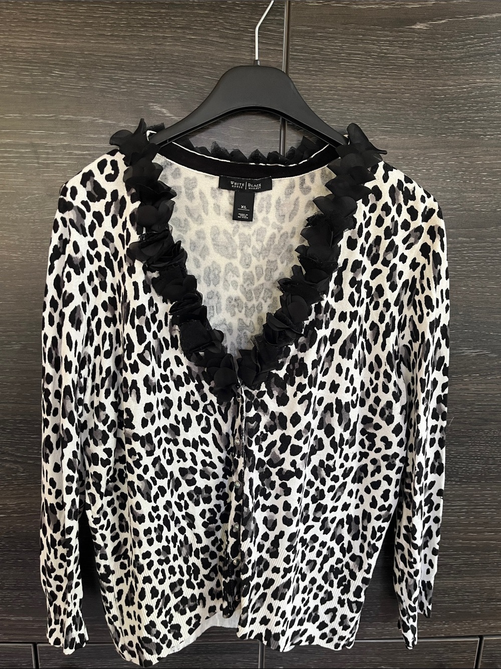 White House Black Market Leopard Print Cardigan XL